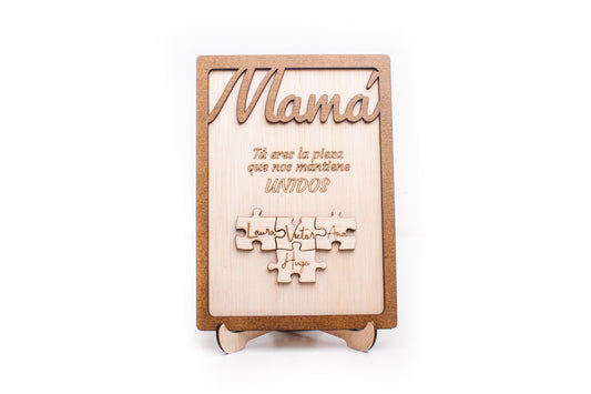 Olesea Dia de la madre Marco madera personalizado puzzle cuadro decorativo Mamá, Papá, abuela, abuelo, tu eres la pieza que nos une con nombres Regalo pareja regalo día de la madre Regalo original