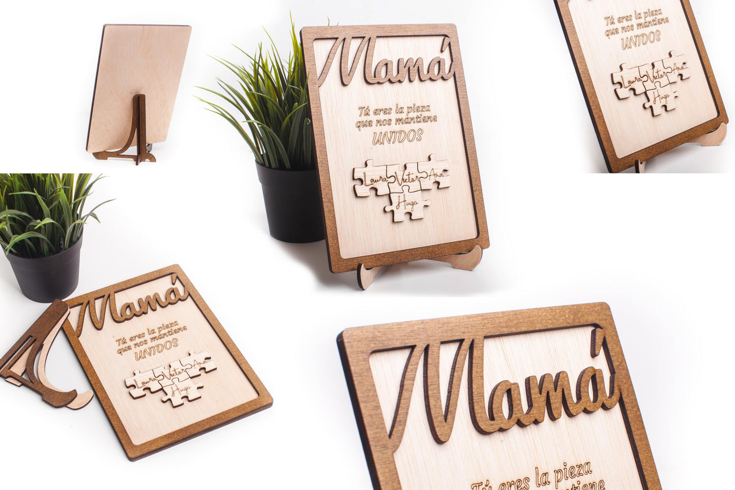 Olesea Dia de la madre Marco madera personalizado puzzle cuadro decorativo Mamá, Papá, abuela, abuelo, tu eres la pieza que nos une con nombres Regalo pareja regalo día de la madre Regalo original