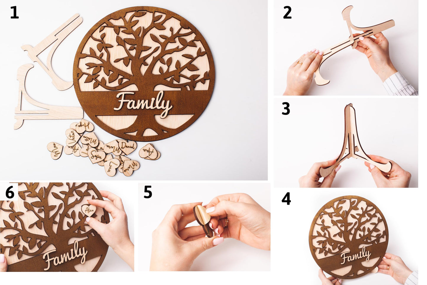 Arbol de la Vida Personalizado, Ideal para Regalar y Decorar. ¡¡Un Recuerdo para Toda la Vida Nombre Personalizado Olesea Árbol genealógico Decoración de Madera en Forma de corazón regalo san valentin
