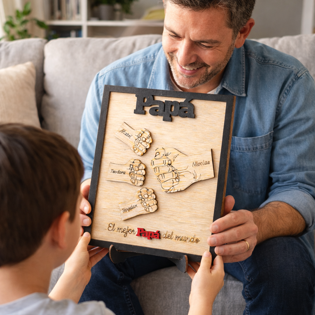 Regalo Día del Padre – Marco Papá Personalizado Abuelo con Nombres de los Niños Regalos Originales Para Hombre Cumpleaños Aniversario (Papa)