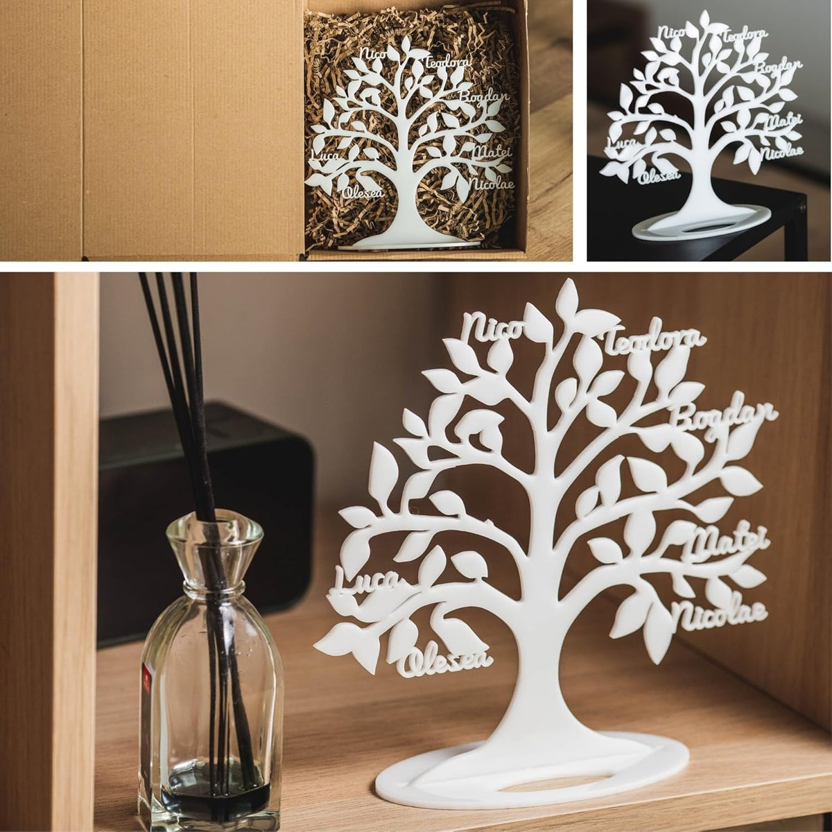 Regalo San Valentin Hombre Mujer Arbol de la Vida Personalizado – Original para Decorar el Hogar – con Nombres,Aniversario,Boda – Olesea