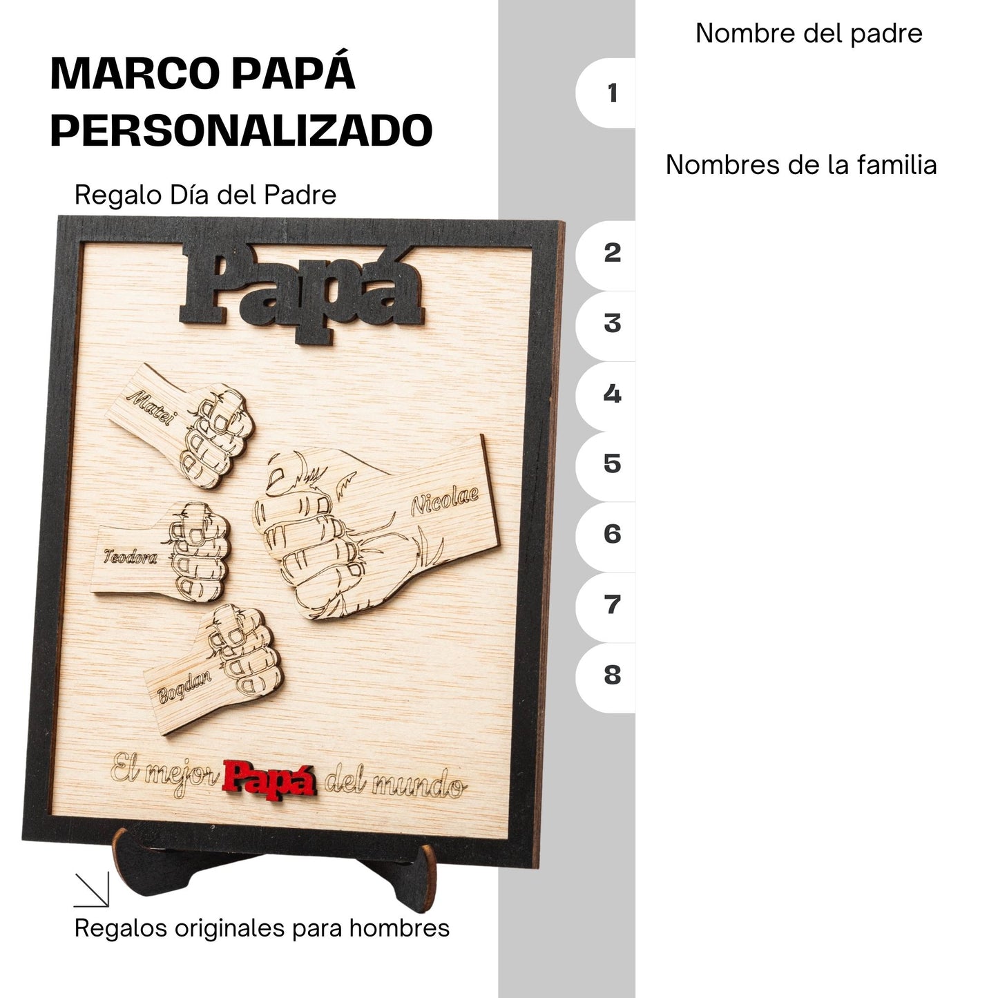 Regalo Día del Padre – Marco Papá Personalizado Abuelo con Nombres de los Niños Regalos Originales Para Hombre Cumpleaños Aniversario (Abuelo)