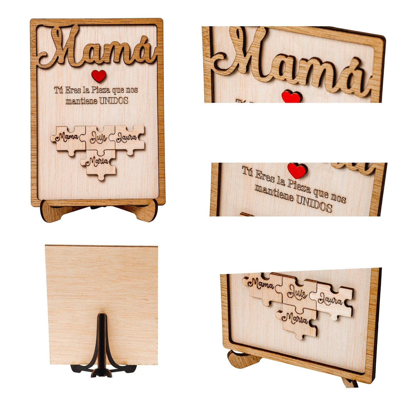 Día de la Madre – Regalo Dia de la Madre Personalizado – Regalos Personalizados Cuadro Puzzle Nombre – Mujer Original – Regalos Mujer Abuela Mama (Negro)