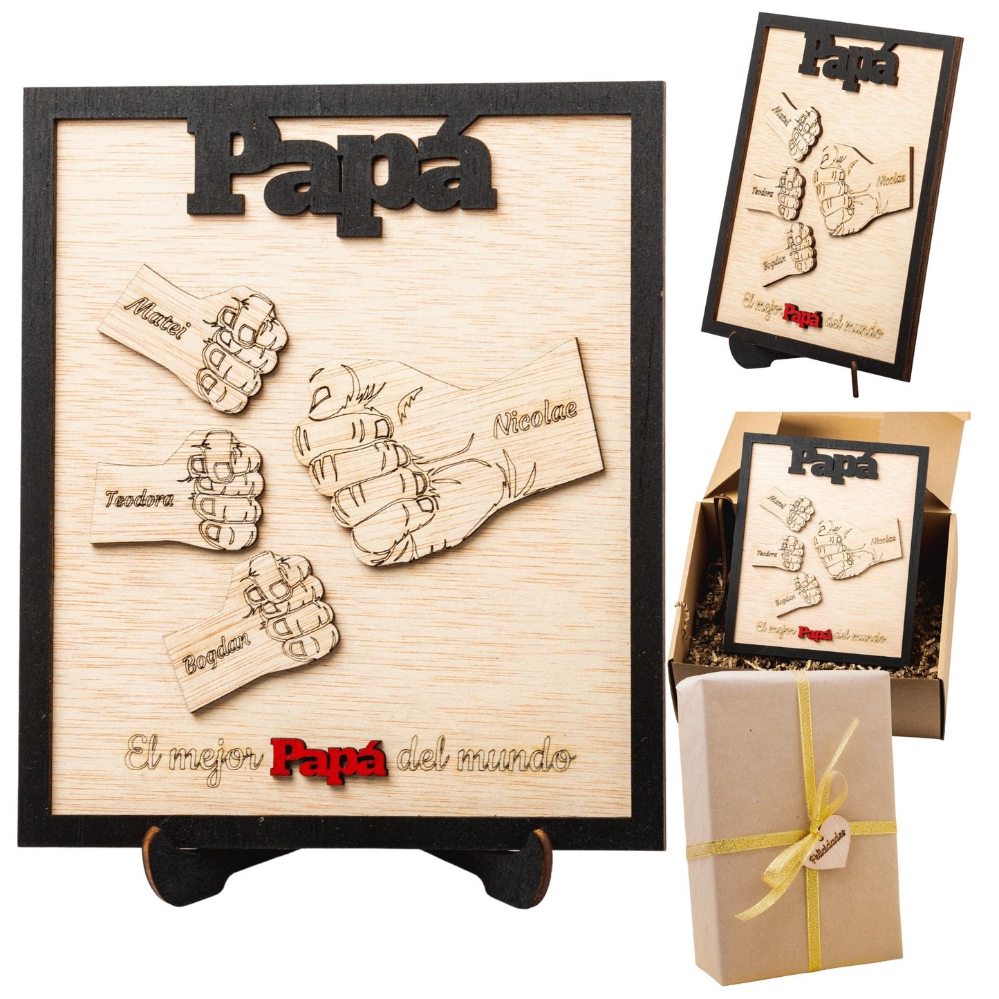 Regalo Día del Padre – Marco Papá Personalizado Abuelo con Nombres de los Niños Regalos Originales Para Hombre Cumpleaños Aniversario (Papa)