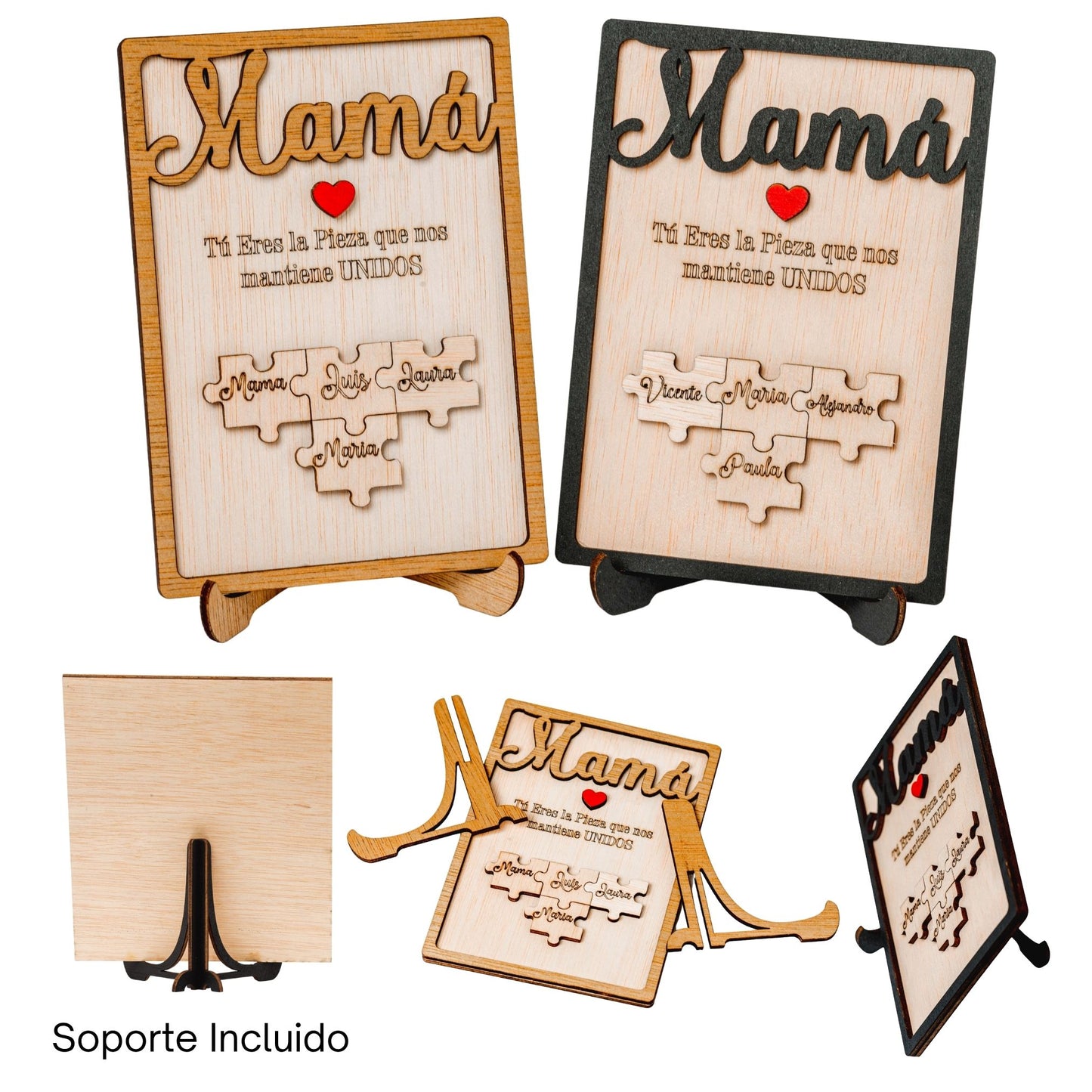 Día de la Madre – Regalo Dia de la Madre Personalizado – Regalos Personalizados Cuadro Puzzle Nombre – Mujer Original – Regalos Mujer Abuela Mama (Negro)