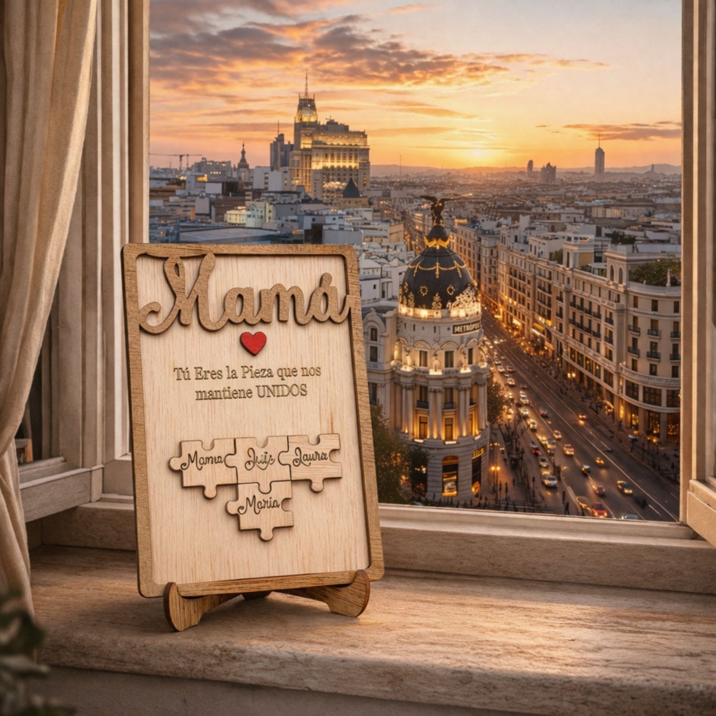 Día de la Madre – Regalo Dia de la Madre Personalizado – Regalos Personalizados Cuadro Puzzle Nombre – Mujer Original – Regalos Mujer Abuela Mama (Roble)
