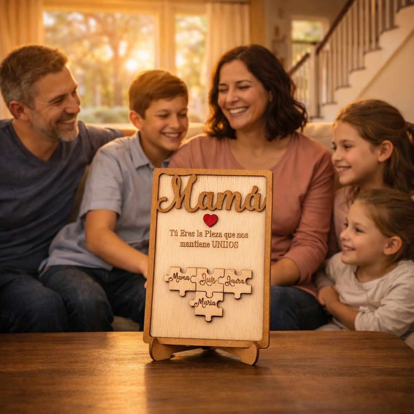 Día de la Madre – Regalo Dia de la Madre Personalizado – Regalos Personalizados Cuadro Puzzle Nombre – Mujer Original – Regalos Mujer Abuela Mama (Roble)