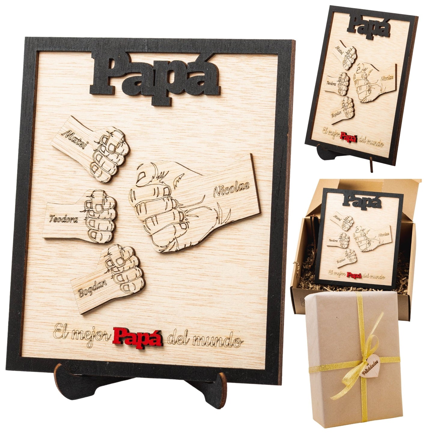 Regalo Día del Padre – Marco Papá Personalizado Abuelo con Nombres de los Niños Regalos Originales Para Hombre Cumpleaños Aniversario (Papa)