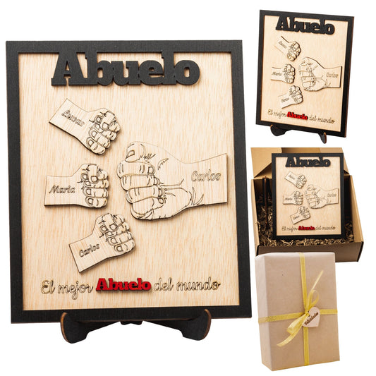 Regalo Día del Padre – Marco Papá Personalizado Abuelo con Nombres de los Niños Regalos Originales Para Hombre Cumpleaños Aniversario (Abuelo)