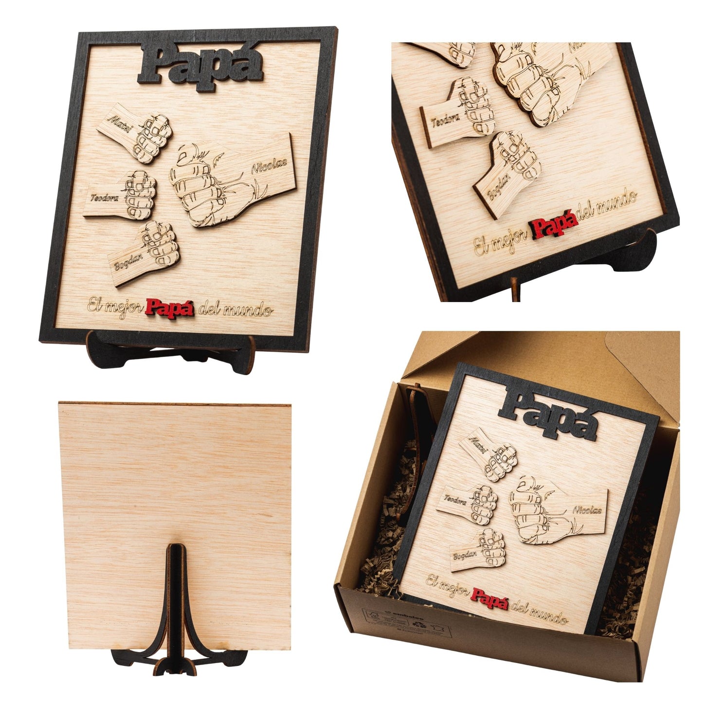 Regalo Día del Padre – Marco Papá Personalizado Abuelo con Nombres de los Niños Regalos Originales Para Hombre Cumpleaños Aniversario (Abuelo)