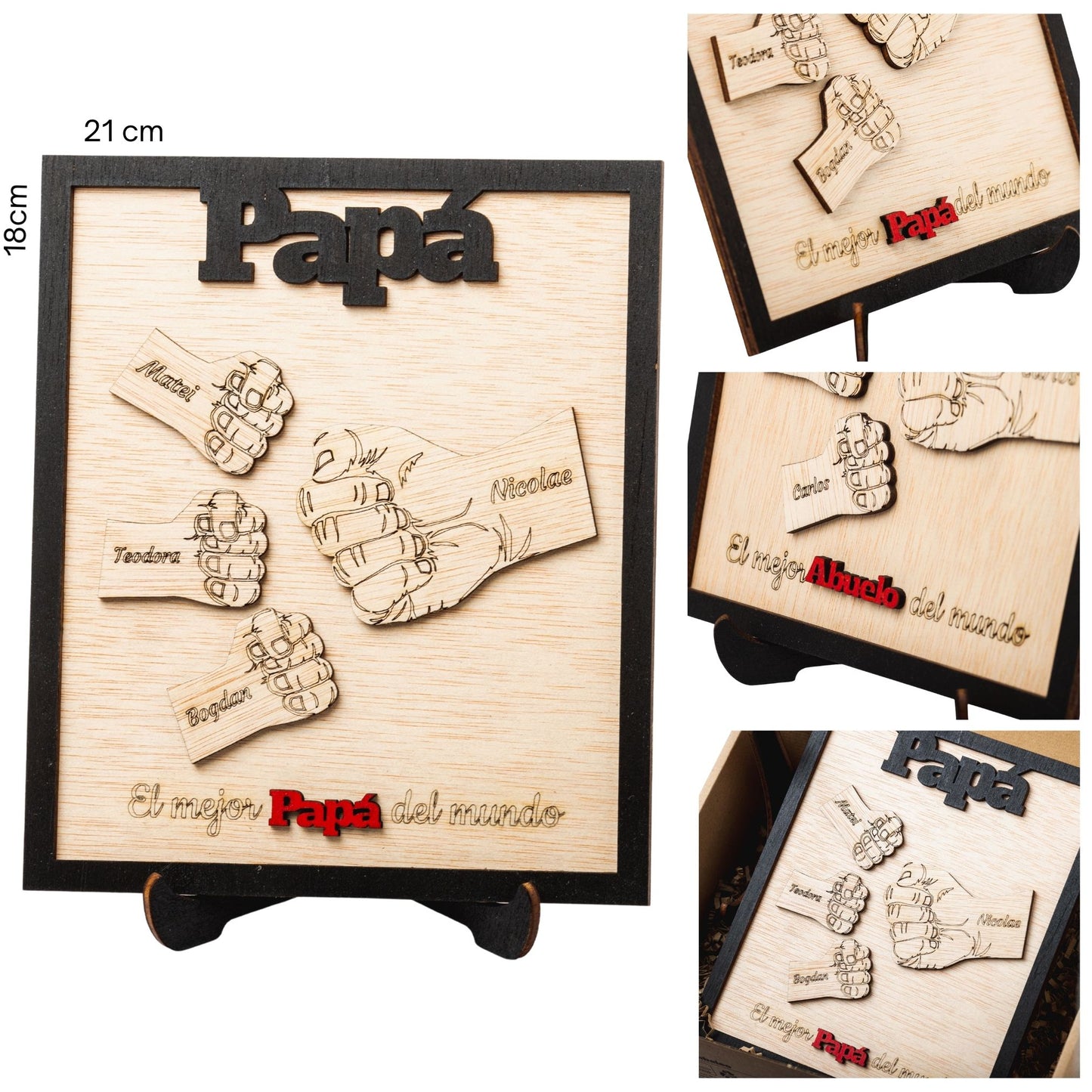 Regalo Día del Padre – Marco Papá Personalizado Abuelo con Nombres de los Niños Regalos Originales Para Hombre Cumpleaños Aniversario (Abuelo)