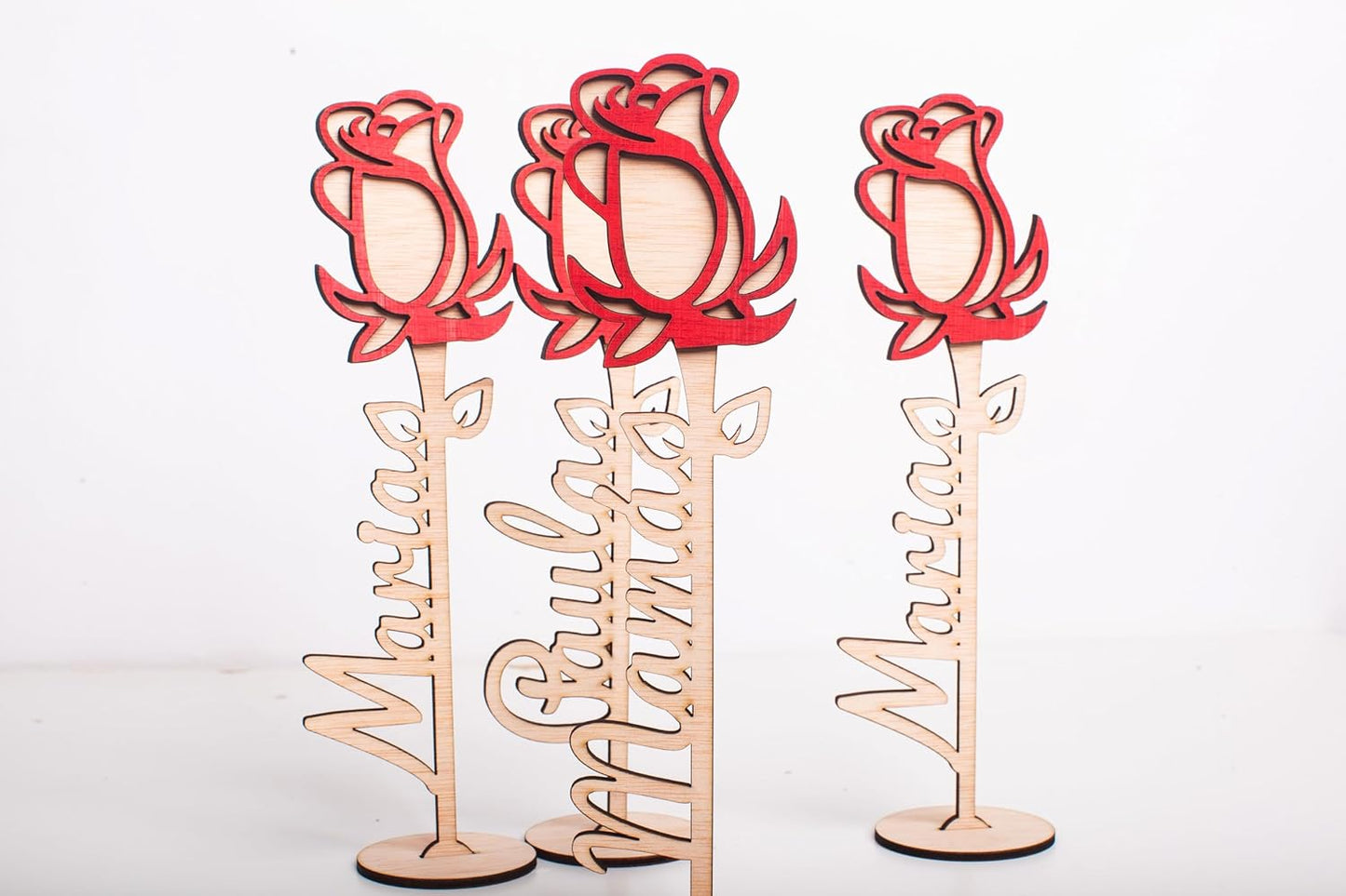 Olesea Rosa de Madera Personalizada Día de la Madre, Día del Libro, San Valentín, Aniversario personalizable Regalo Original Rosa Sant Jordi, La Bella y la Bestia, Decoración Bodas (Rosa Madera)