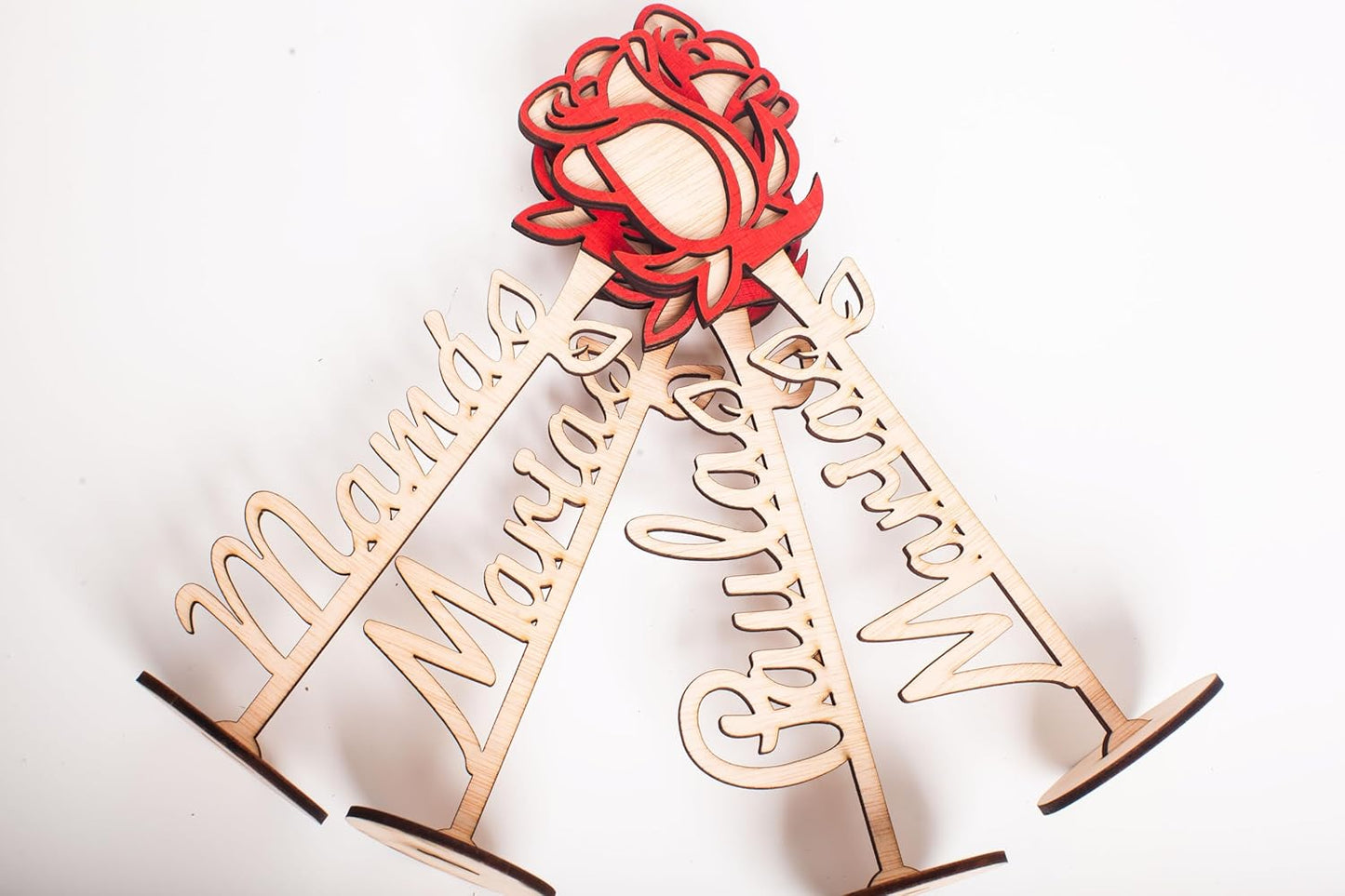 Olesea Rosa de Madera Personalizada Día de la Madre, Día del Libro, San Valentín, Aniversario personalizable Regalo Original Rosa Sant Jordi, La Bella y la Bestia, Decoración Bodas (Rosa Madera)