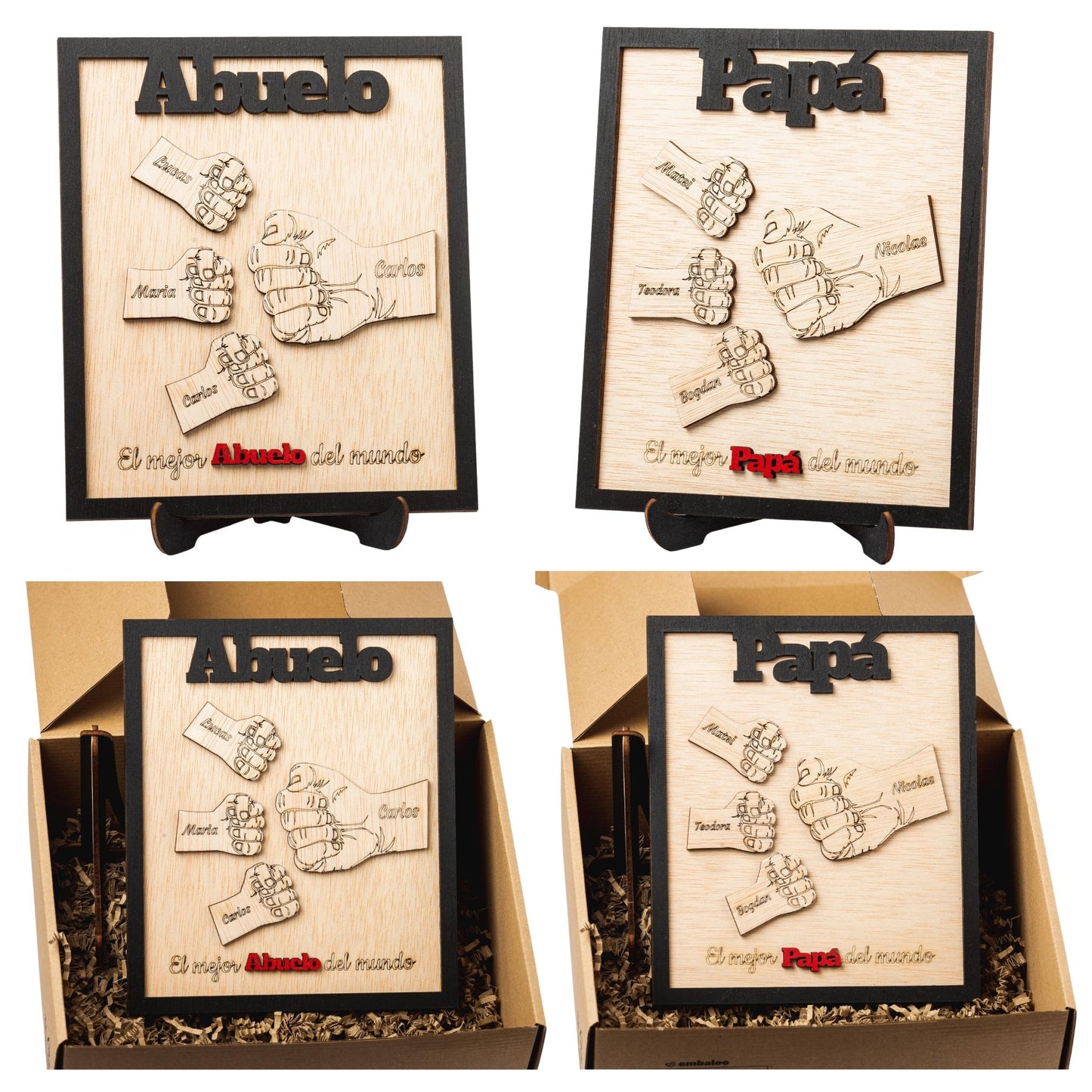 Regalo Día del Padre – Marco Papá Personalizado Abuelo con Nombres de los Niños Regalos Originales Para Hombre Cumpleaños Aniversario (Abuelo)