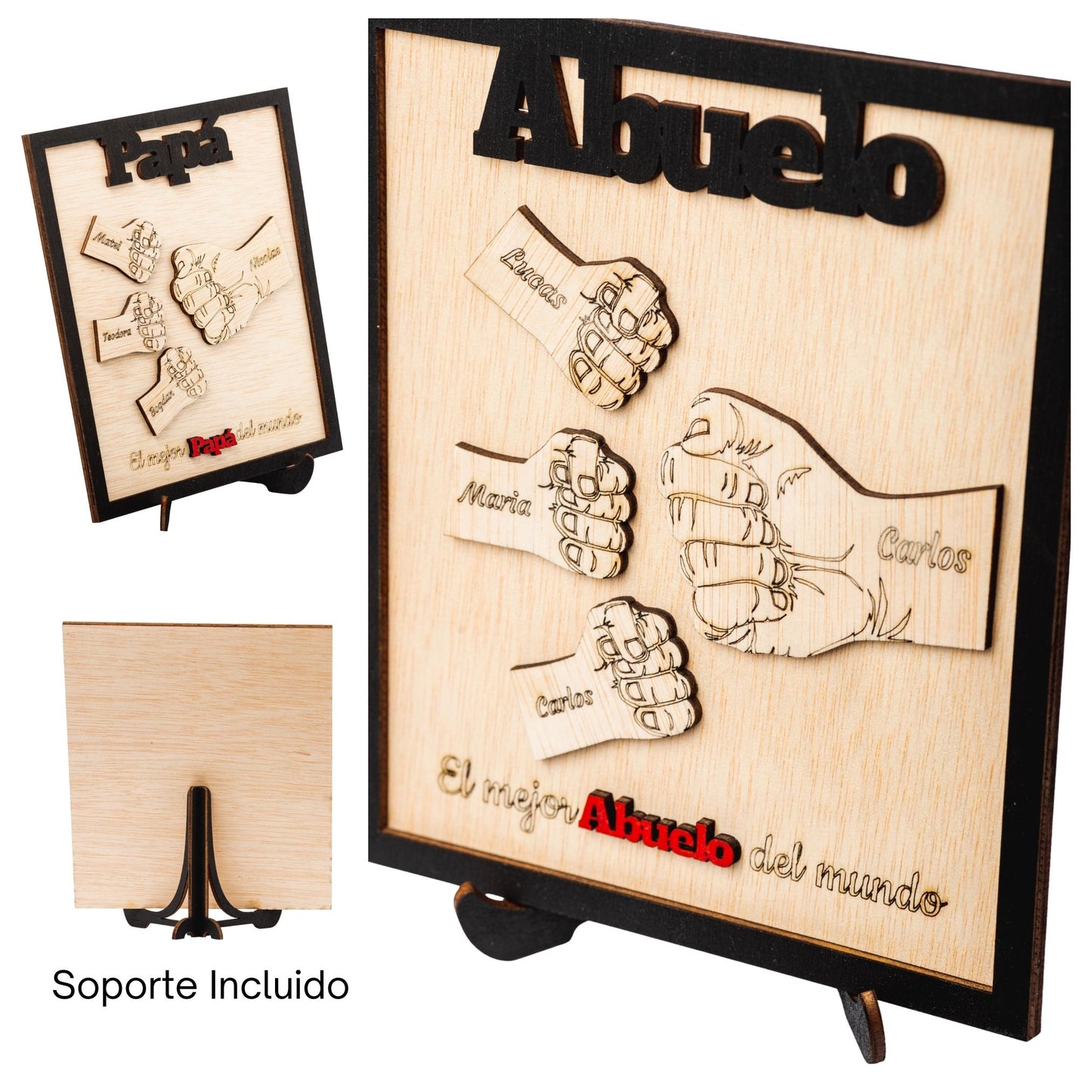 Regalo Día del Padre – Marco Papá Personalizado Abuelo con Nombres de los Niños Regalos Originales Para Hombre Cumpleaños Aniversario (Papa)