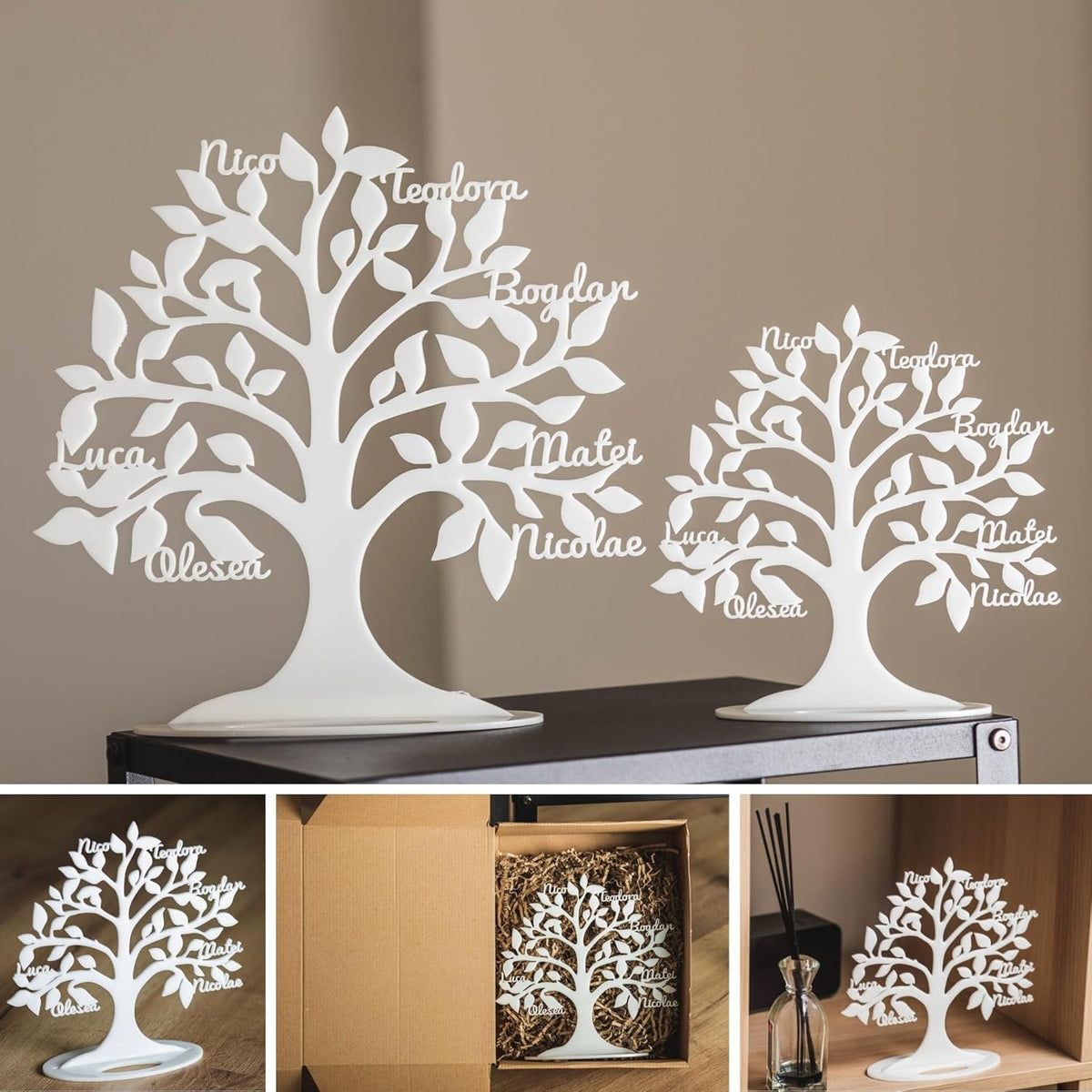 Regalo San Valentin Hombre Mujer Arbol de la Vida Personalizado – Original para Decorar el Hogar – con Nombres,Aniversario,Boda – Olesea