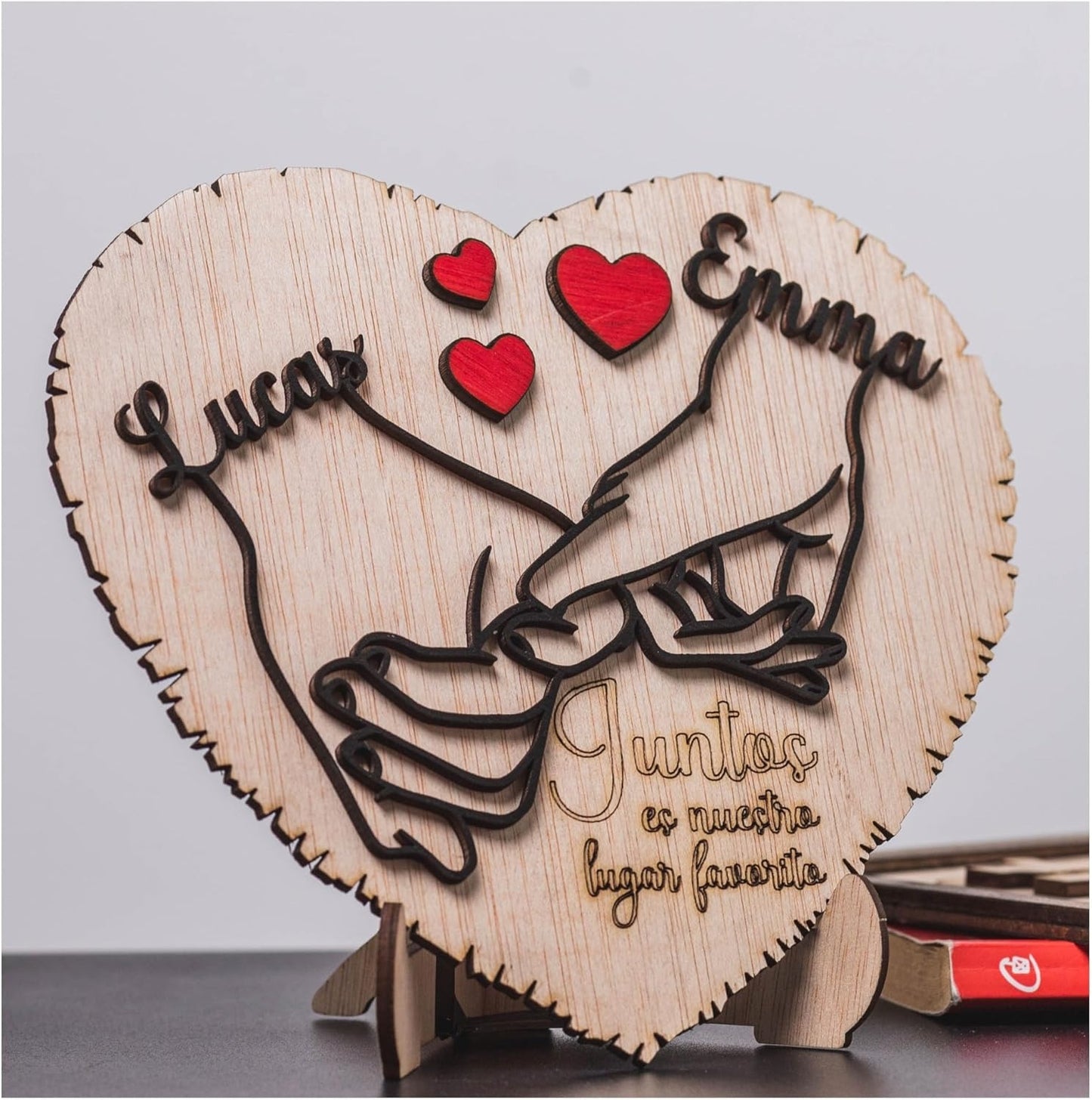 Regalo San Valentin mujer hombre Placa Corazón Personalizada con Nombres –Romántico para Parejas – Aniversario y Bodas – Olesea