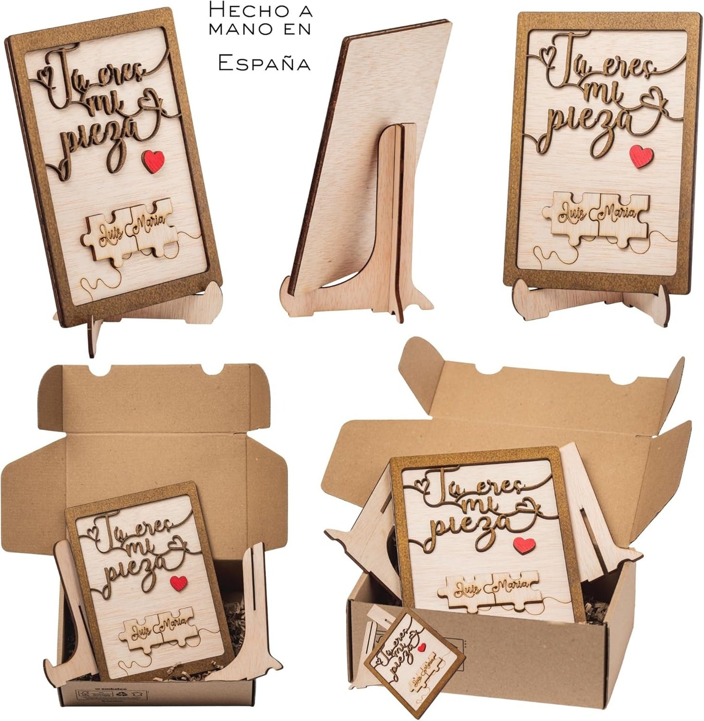 Regalo San Valentin Mujer Hombre Placa de Pareja Personalizada Piezas de Rompecabezas – para Enamorados – Letrero de Madera con Nombres – Aniversario Novios Esposos Olesea