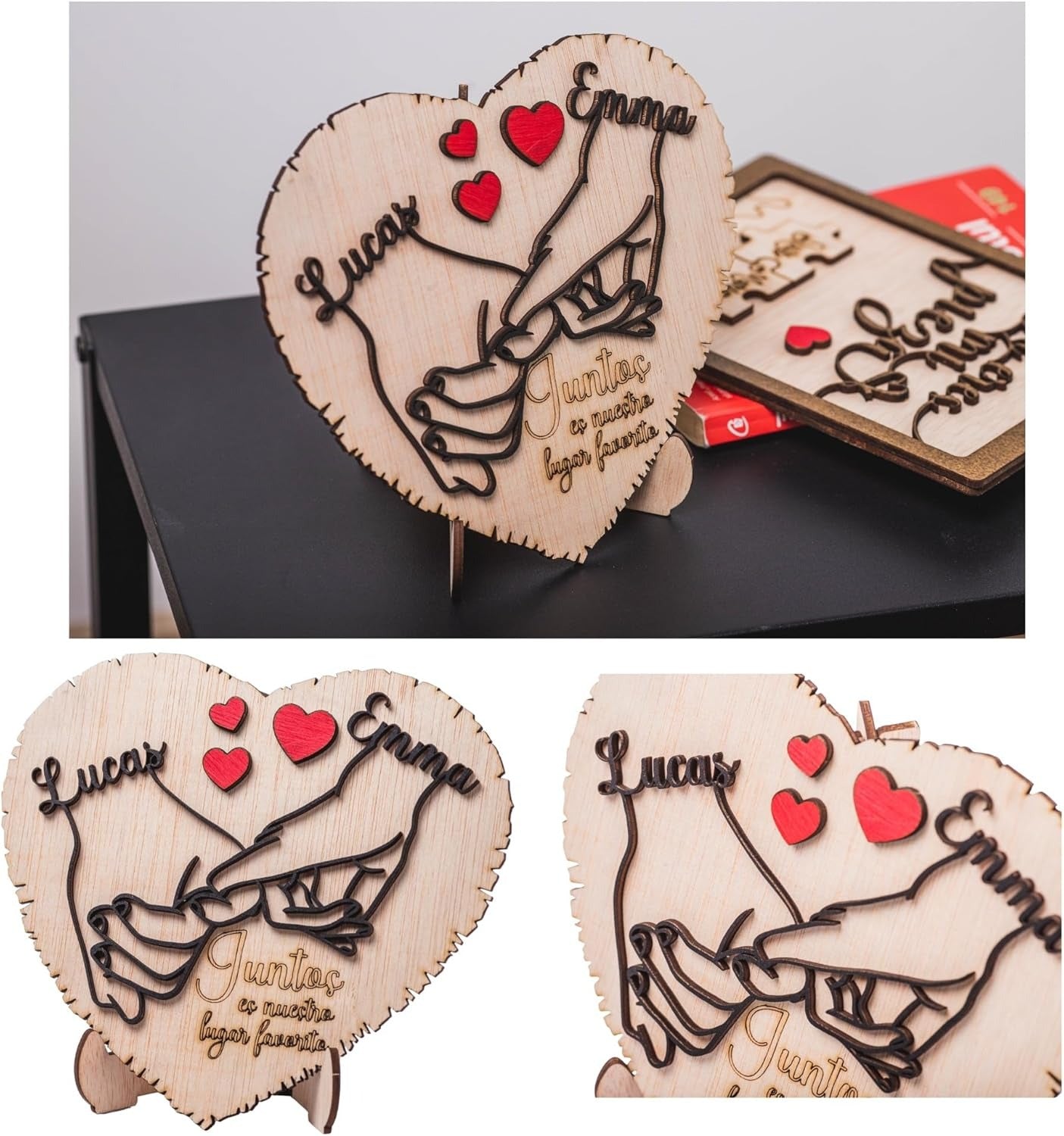 Regalo San Valentin mujer hombre Placa Corazón Personalizada con Nombres –Romántico para Parejas – Aniversario y Bodas – Olesea