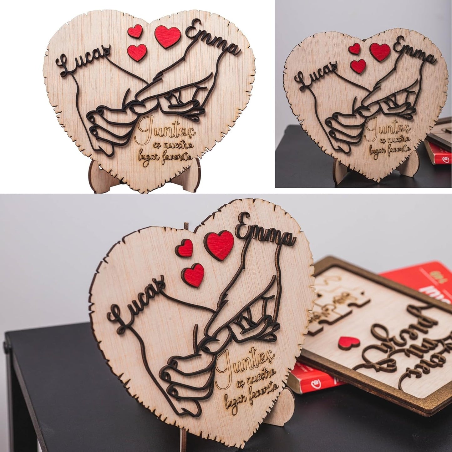 Regalo San Valentin mujer hombre Placa Corazón Personalizada con Nombres –Romántico para Parejas – Aniversario y Bodas – Olesea